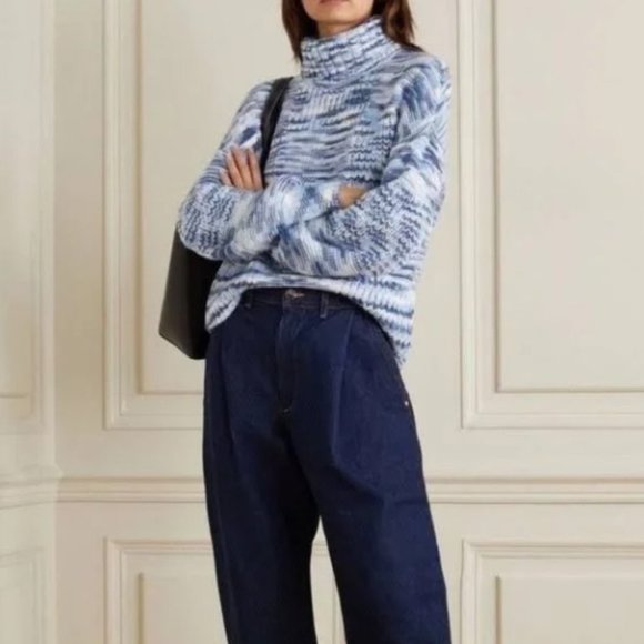 STAUD   Benny Intarsia-knit Turtleneck Sweater In Blue - Picture 3 of 12